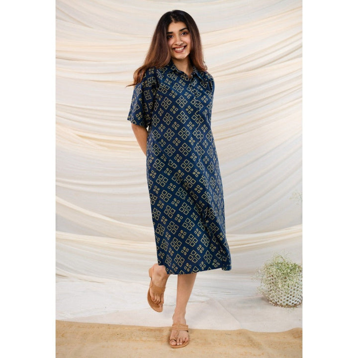 The Indian Ethnic Co. Indigo Ajrakh Cotton Dress