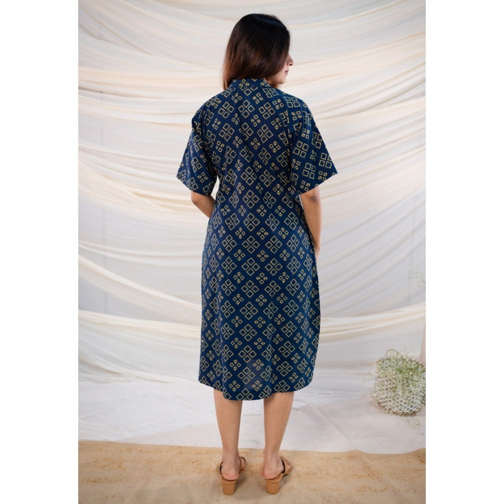 The Indian Ethnic Co. Indigo Ajrakh Cotton Dress