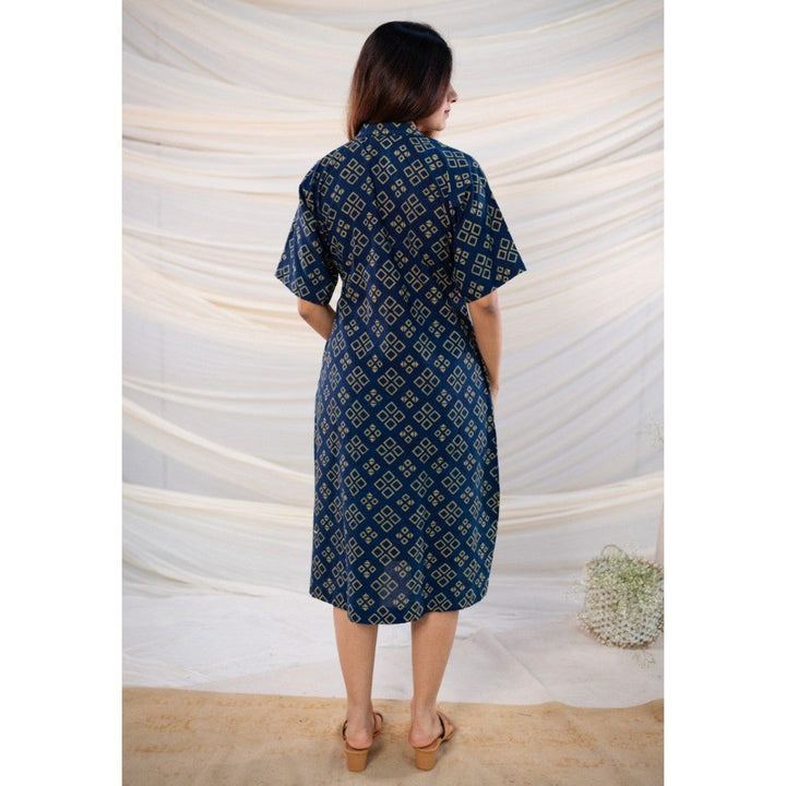 The Indian Ethnic Co. Indigo Ajrakh Cotton Dress