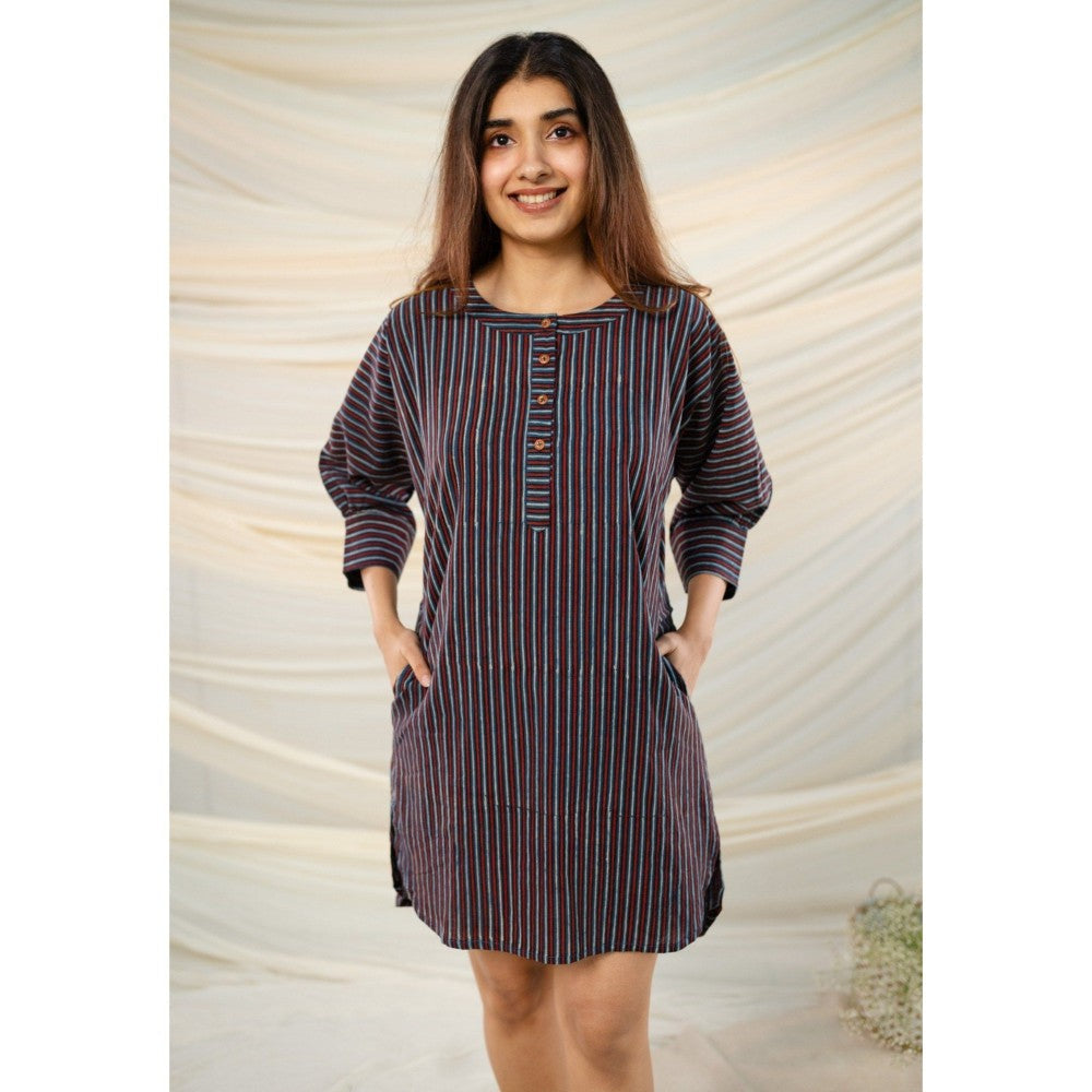 The Indian Ethnic Co. Marron Ajrakh Cotton Dress