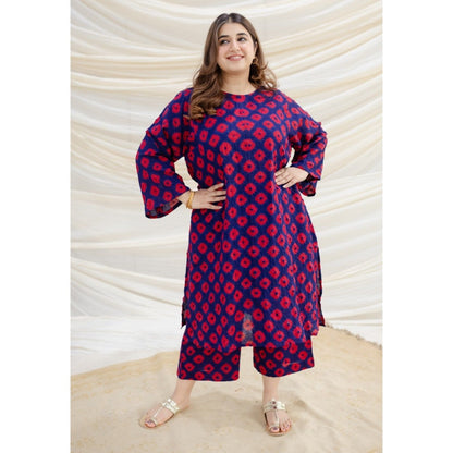 The Indian Ethnic Co. Indigo Cotton Vedha Bandhej Kurta Palazzo