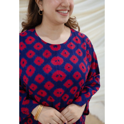 The Indian Ethnic Co. Indigo Cotton Vedha Bandhej Kurta Palazzo