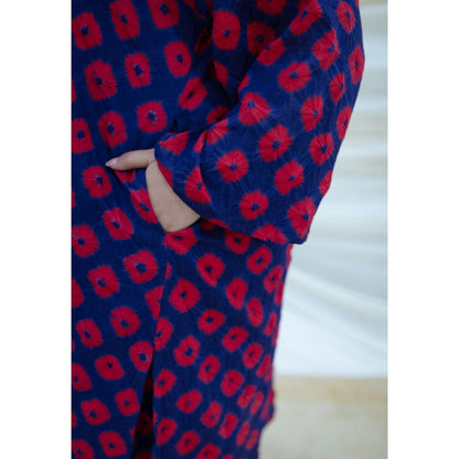 The Indian Ethnic Co. Indigo Cotton Vedha Bandhej Kurta Palazzo