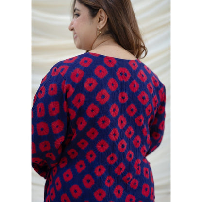 The Indian Ethnic Co. Indigo Cotton Vedha Bandhej Kurta Palazzo