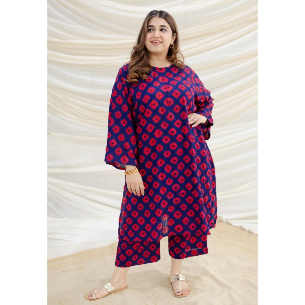 The Indian Ethnic Co. Indigo Cotton Vedha Bandhej Kurta Palazzo