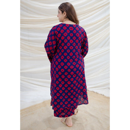 The Indian Ethnic Co. Indigo Cotton Vedha Bandhej Kurta Palazzo