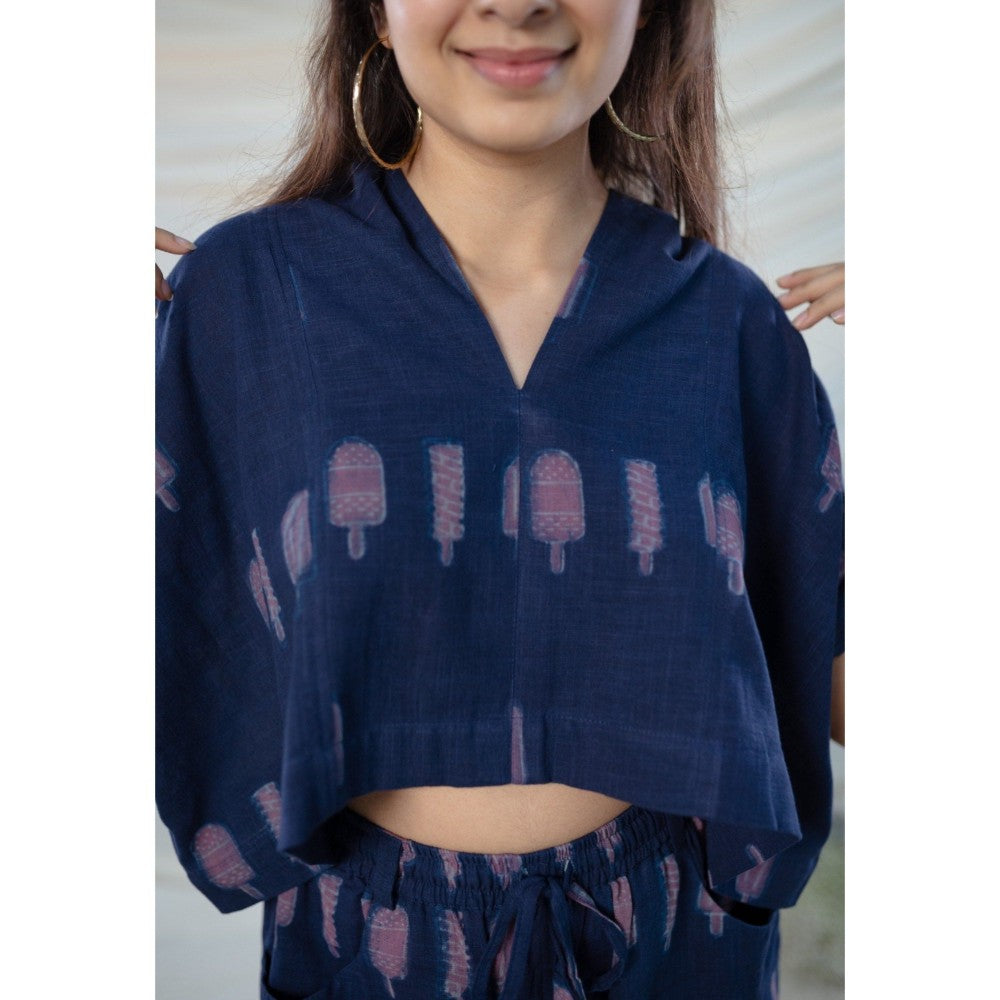 The Indian Ethnic Co. Purple Slub Cotton Top And Dabu Co-Ord Set