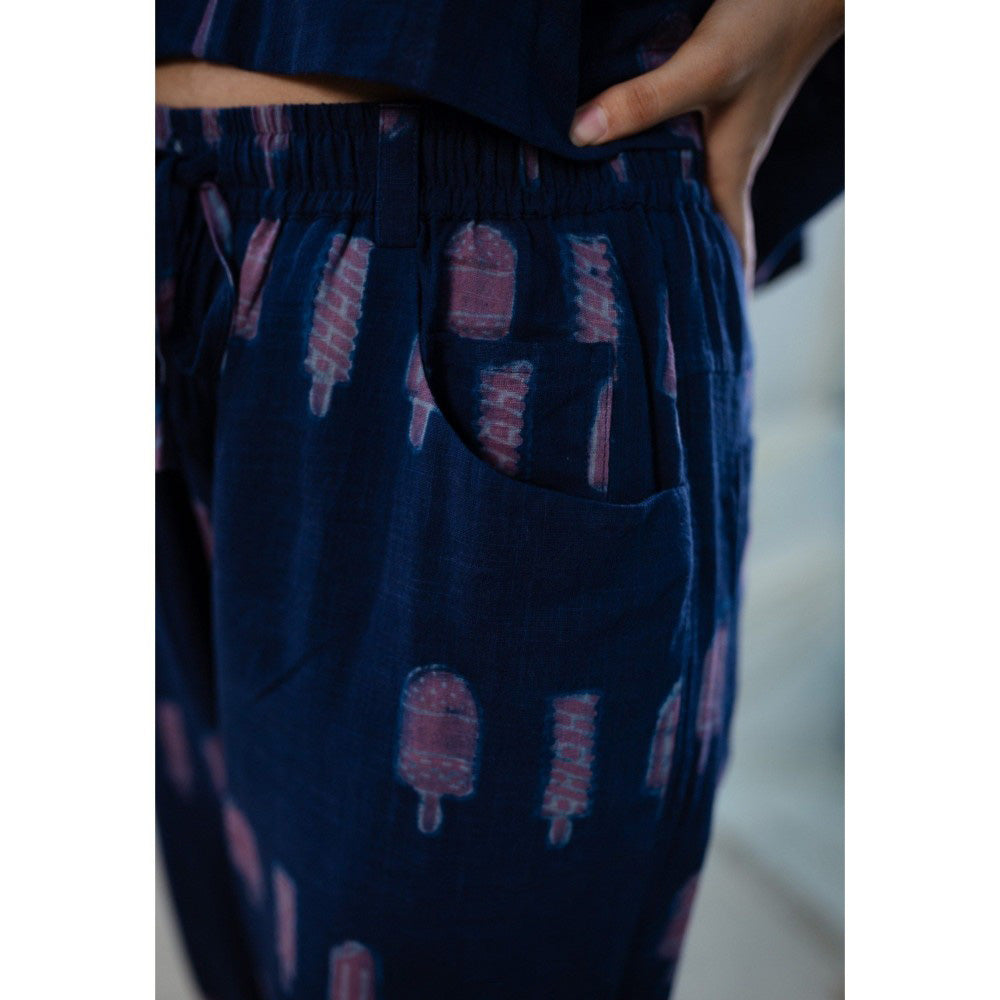 The Indian Ethnic Co. Purple Slub Cotton Top And Dabu Co-Ord Set