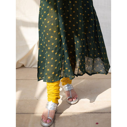 The Indian Ethnic Co. Maham Yellow Mul Cotton Churidar Natural Dyed