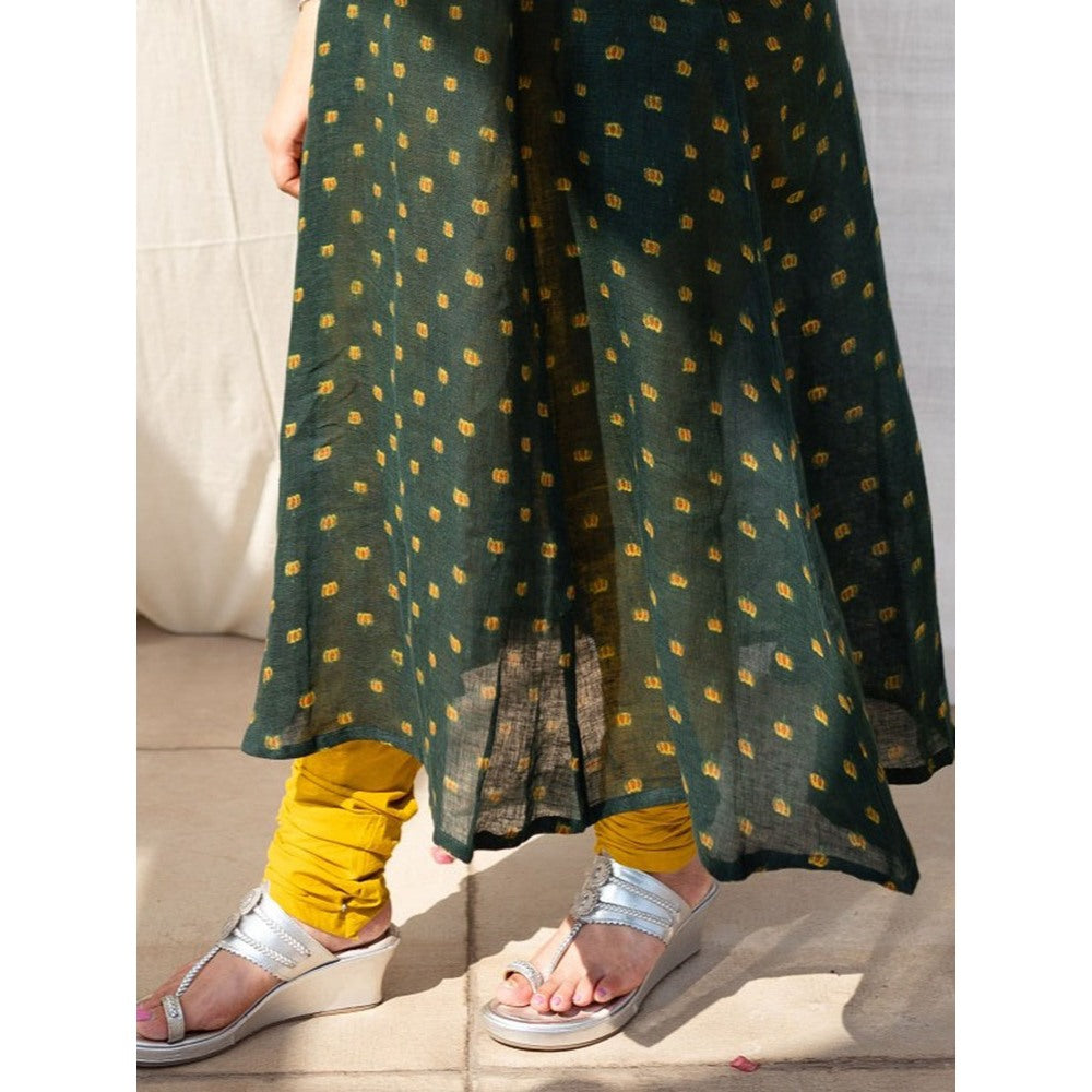 The Indian Ethnic Co. Maham Yellow Mul Cotton Churidar Natural Dyed