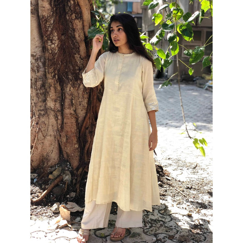 The Indian Ethnic Co. Chanderi Silk Anarkali with Gota Patti