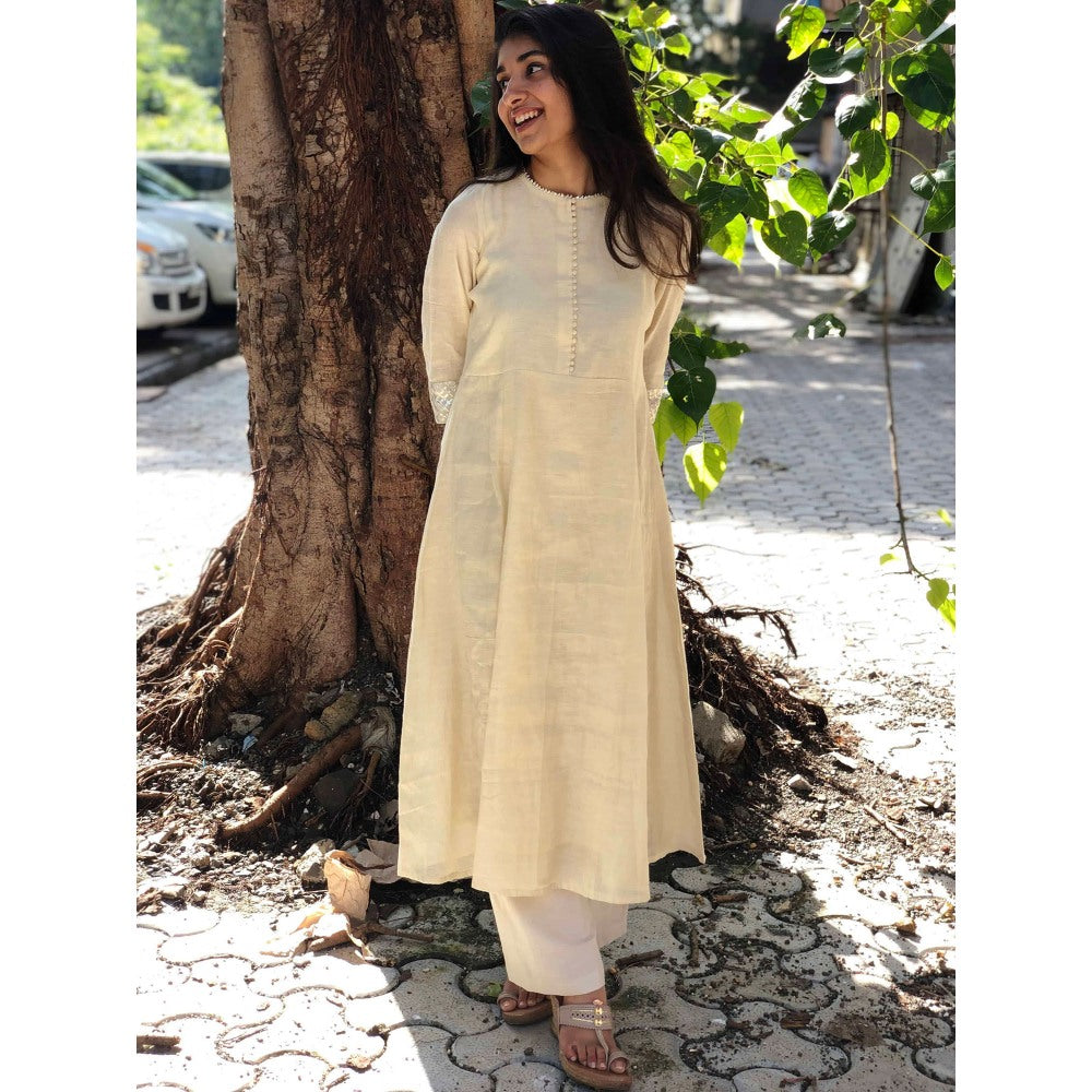 The Indian Ethnic Co. Chanderi Silk Anarkali with Gota Patti