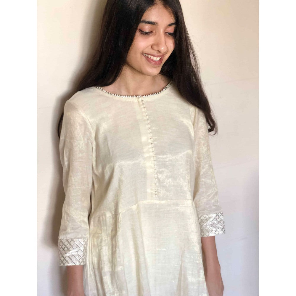 The Indian Ethnic Co. Chanderi Silk Anarkali with Gota Patti