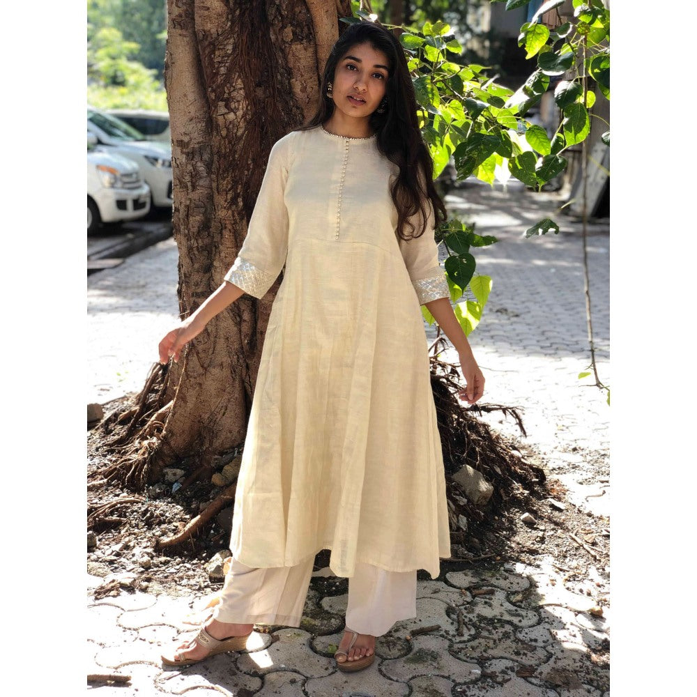 The Indian Ethnic Co. Chanderi Silk Anarkali with Gota Patti