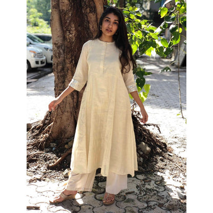 The Indian Ethnic Co. Chanderi Silk Anarkali with Gota Patti