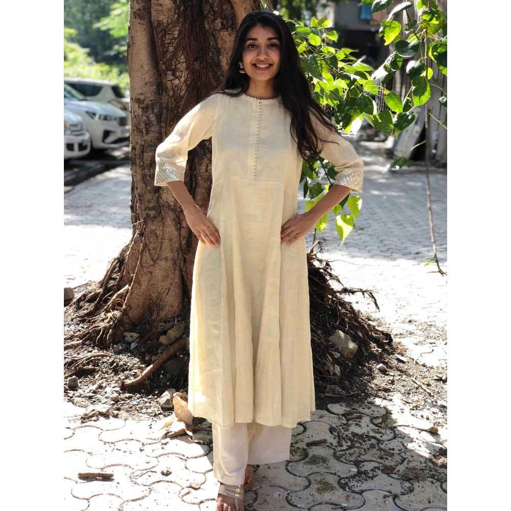 The Indian Ethnic Co. Chanderi Silk Anarkali with Gota Patti