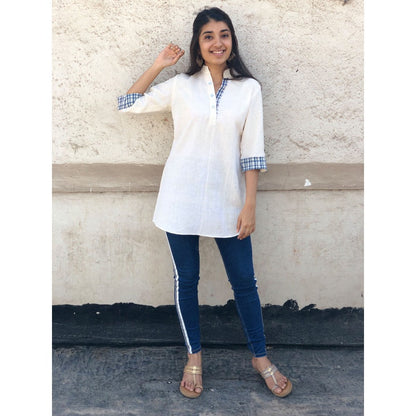 The Indian Ethnic Co. Ivory Indigo Tunic