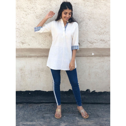 The Indian Ethnic Co. Ivory Indigo Tunic