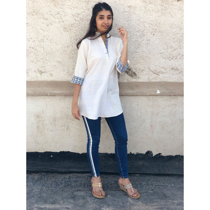 The Indian Ethnic Co. Ivory Indigo Tunic
