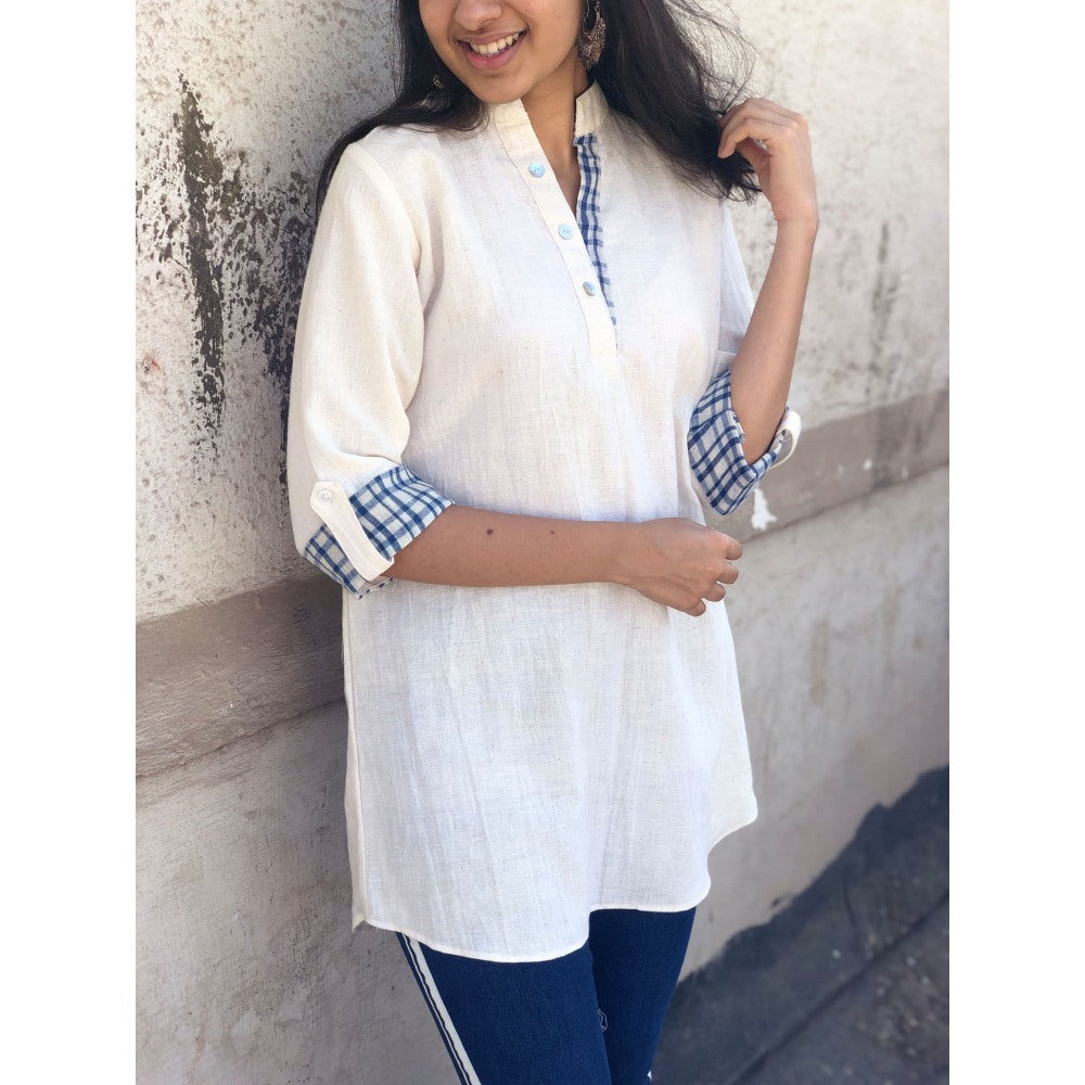 The Indian Ethnic Co. Ivory Indigo Tunic