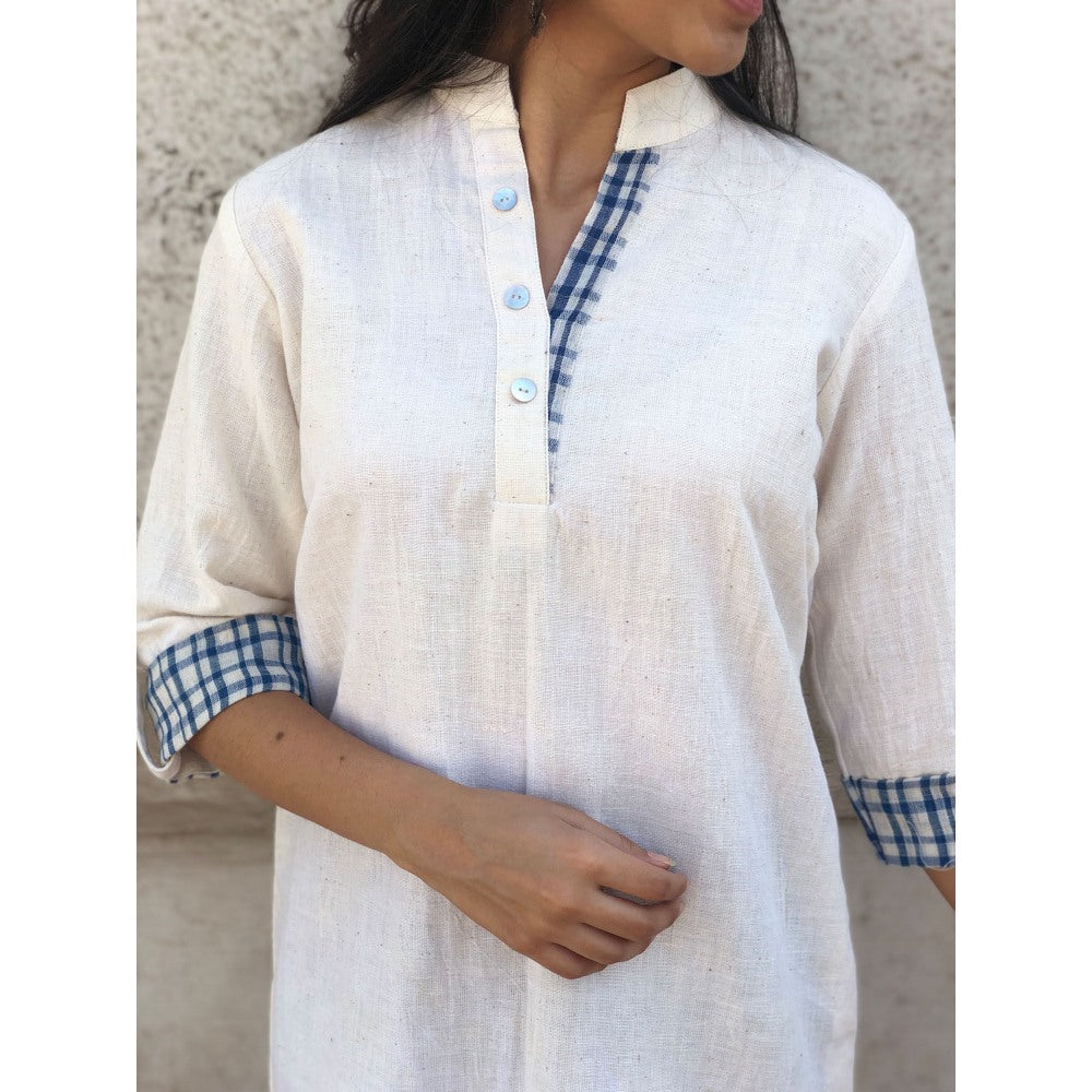 The Indian Ethnic Co. Ivory Indigo Tunic