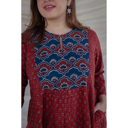 The Indian Ethnic Co. Nainika Ajrakh Cotton Kurta