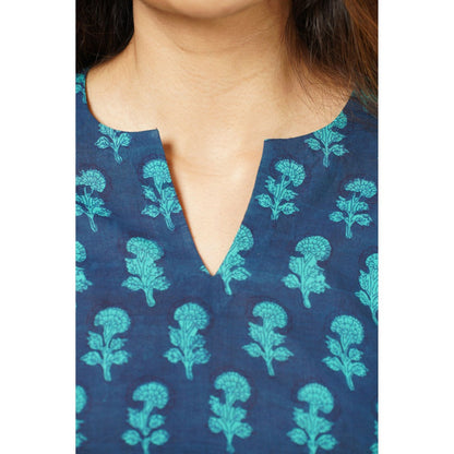 The Indian Ethnic Co. Cera Dabu Floral Cotton Short Kurti