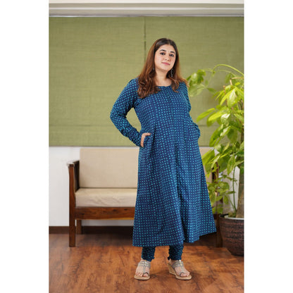 The Indian Ethnic Co. Mesha Dabu Teal Cotton Kurta