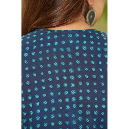 The Indian Ethnic Co. Mesha Dabu Teal Cotton Kurta