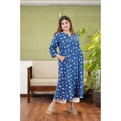 The Indian Ethnic Co. Vinita Dabu Indigo Cotton Kali Kurta