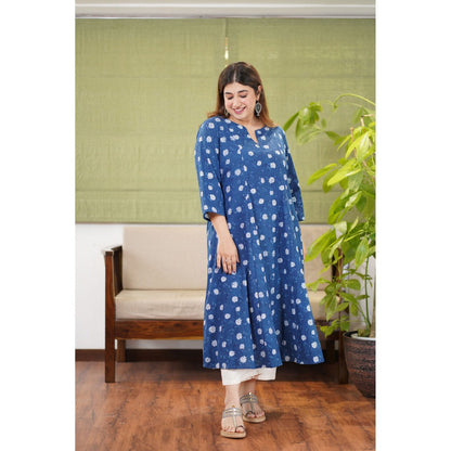 The Indian Ethnic Co. Vinita Dabu Indigo Cotton Kali Kurta