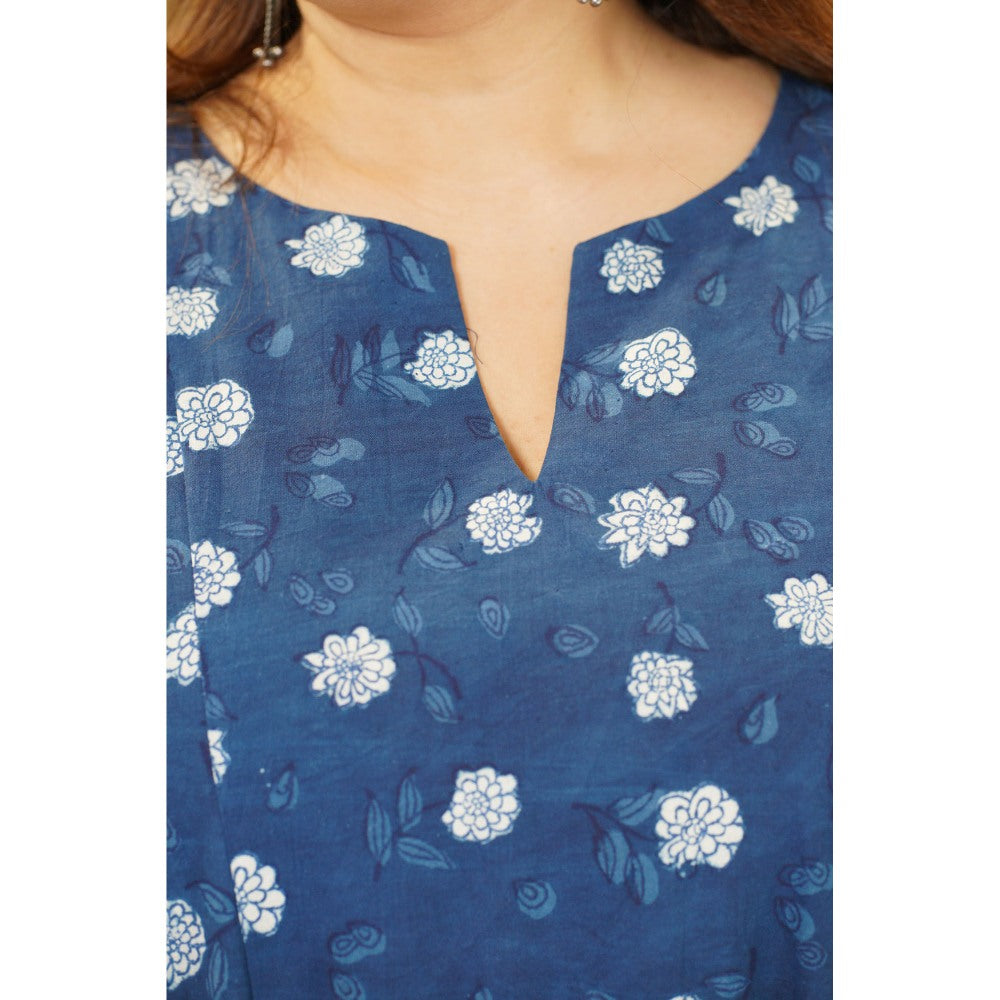 The Indian Ethnic Co. Vinita Dabu Indigo Cotton Kali Kurta