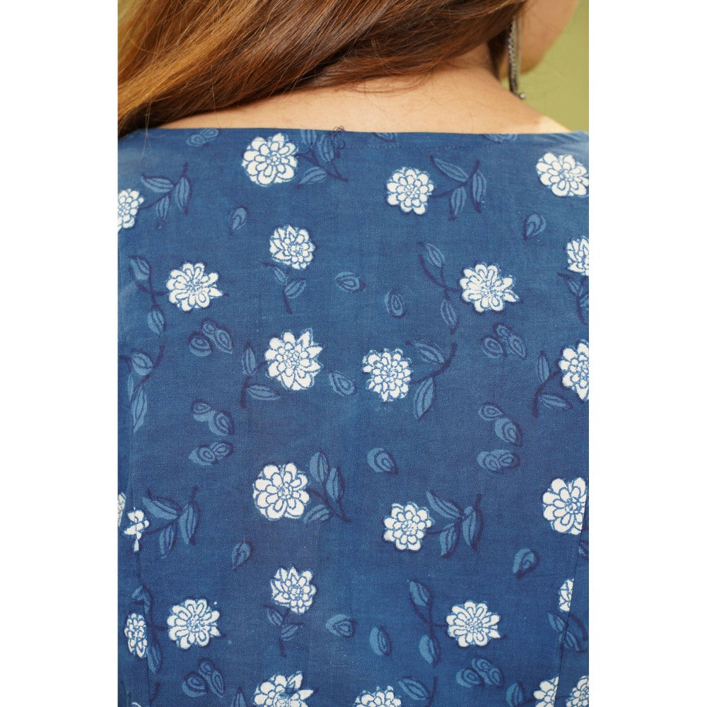 The Indian Ethnic Co. Vinita Dabu Indigo Cotton Kali Kurta