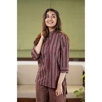 The Indian Ethnic Co. Jiya Stripe Dabu Cotton Top (Set of 2)