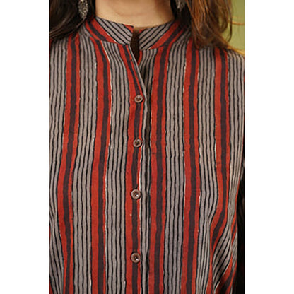 The Indian Ethnic Co. Jiya Stripe Dabu Cotton Top (Set of 2)