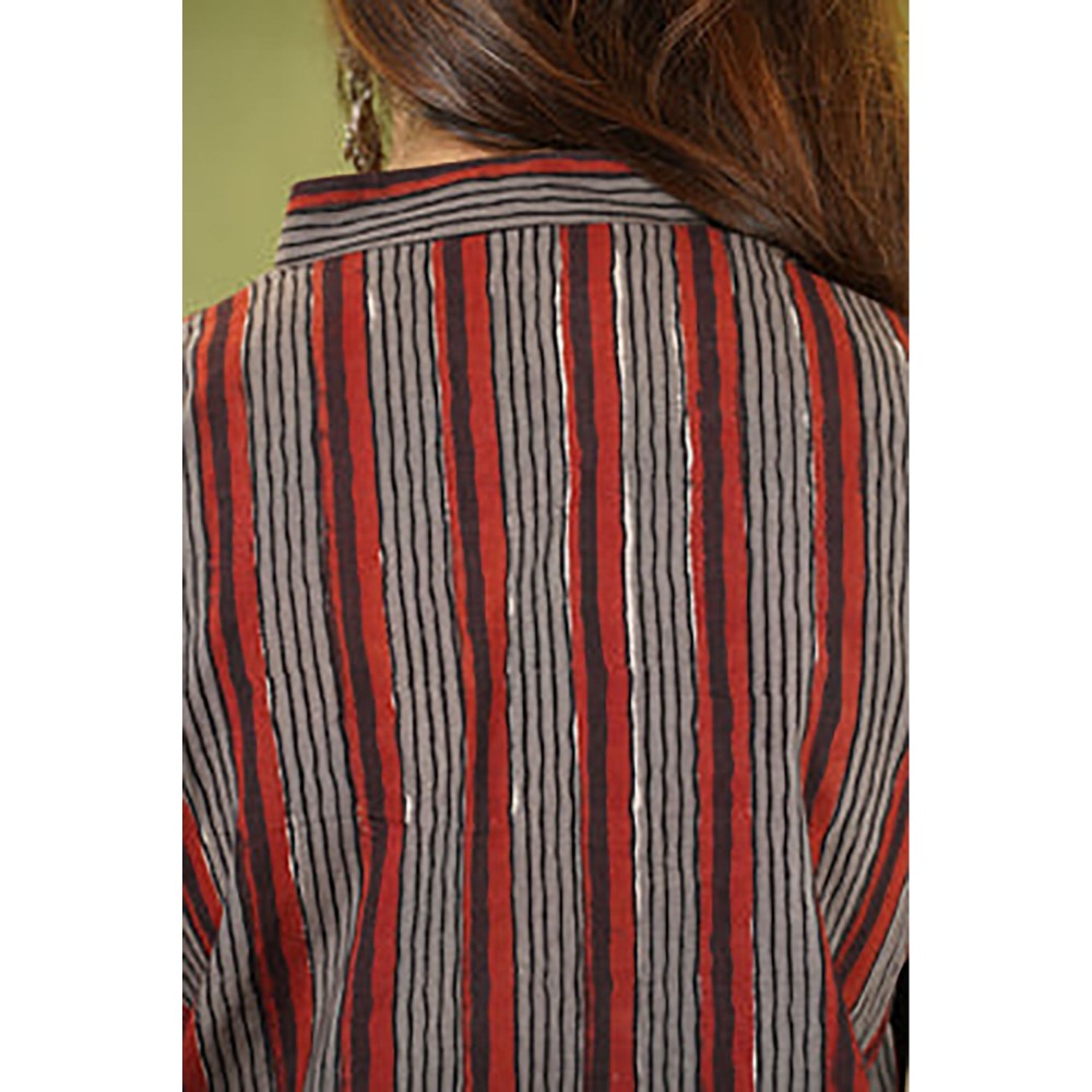 The Indian Ethnic Co. Jiya Stripe Dabu Cotton Top (Set of 2)