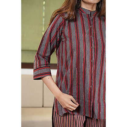 The Indian Ethnic Co. Jiya Stripe Dabu Cotton Top (Set of 2)