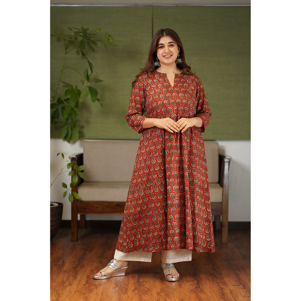 The Indian Ethnic Co. Prachi Madder Bagru Kali Kurta