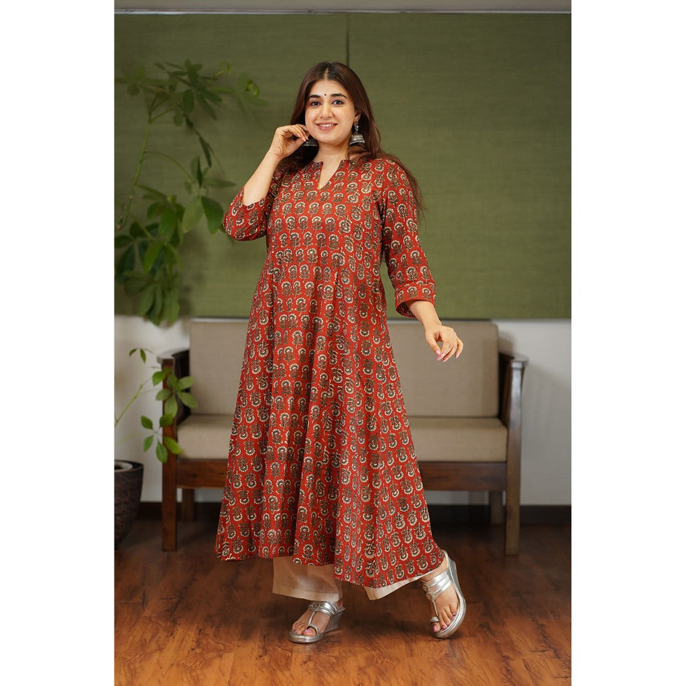 The Indian Ethnic Co. Prachi Madder Bagru Kali Kurta