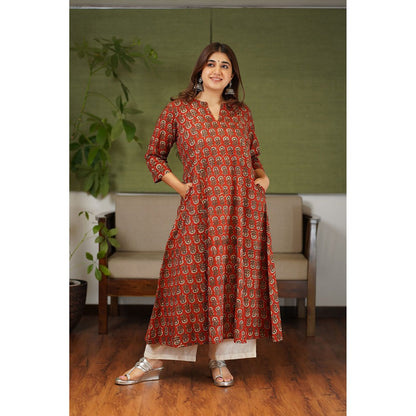 The Indian Ethnic Co. Prachi Madder Bagru Kali Kurta