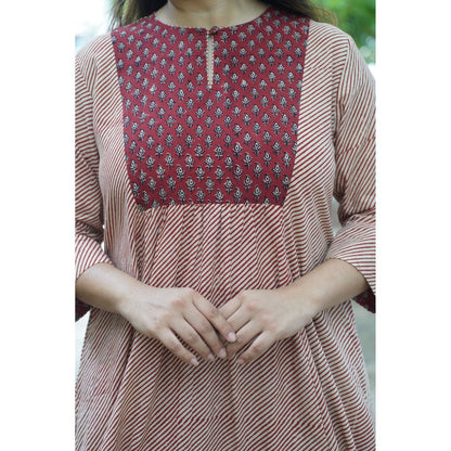 The Indian Ethnic Co. Nirvi Madder Bagru Off White Kurta