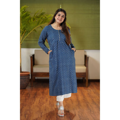 The Indian Ethnic Co. Fadat Indigo Full Sleeves Kurta Natural Dyed