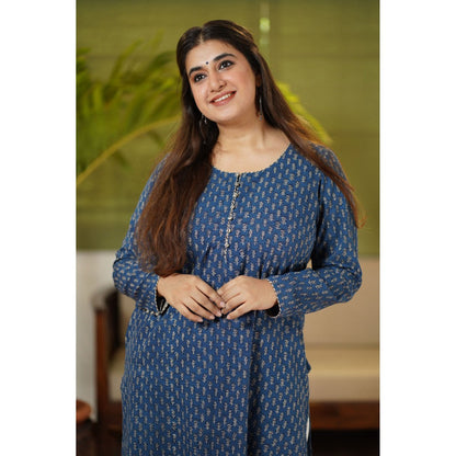 The Indian Ethnic Co. Fadat Indigo Full Sleeves Kurta Natural Dyed