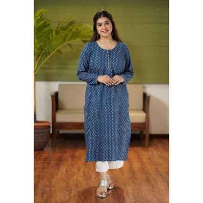 The Indian Ethnic Co. Fadat Indigo Full Sleeves Kurta Natural Dyed