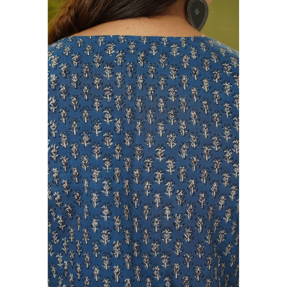 The Indian Ethnic Co. Fadat Indigo Full Sleeves Kurta Natural Dyed