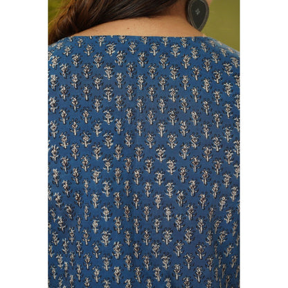 The Indian Ethnic Co. Fadat Indigo Full Sleeves Kurta Natural Dyed