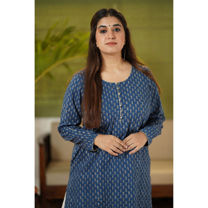 The Indian Ethnic Co. Fadat Indigo Full Sleeves Kurta Natural Dyed