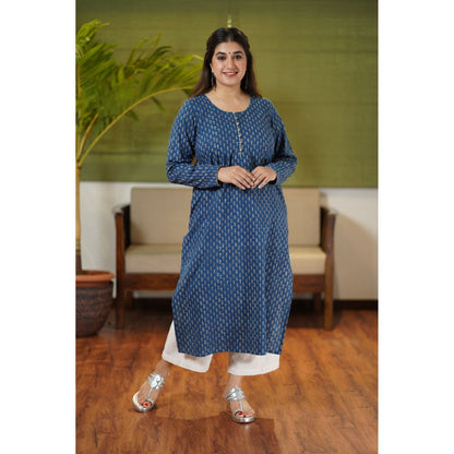 The Indian Ethnic Co. Fadat Indigo Full Sleeves Kurta Natural Dyed
