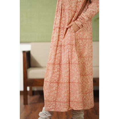 The Indian Ethnic Co. Ahaana Blush Pink Kalamkari Chudi Sleeves Kurta