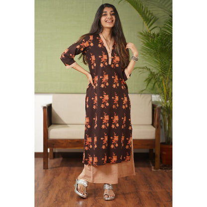 The Indian Ethnic Co. Avi Ajrakh Dabu Cotton Kurta